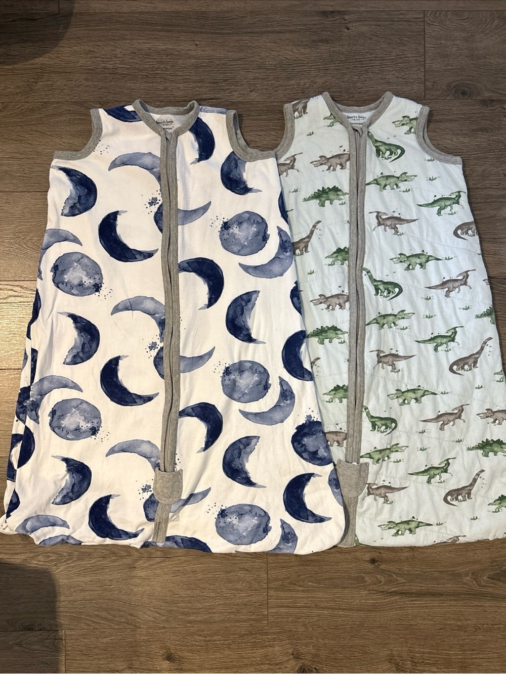 Burt's Bees Sleep Sacks Organic Cotton Moon Dinosaur Prints Size L 22-28 lbs